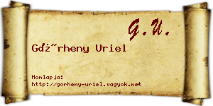 Görheny Uriel névjegykártya